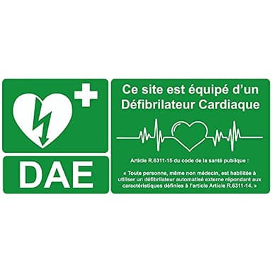 Sticker Défibrillateur cardiaque automatisé externe DAE autocollant adhésif sticker logo 1 - Taille : 17 cm
