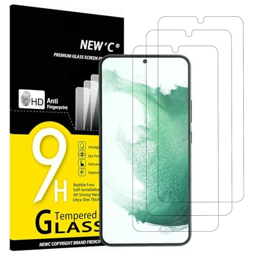 NEW'C Lot de 3, Verre Trempé pour Samsung Galaxy S22+ / S22 Plus, Film Protection écran efficace contre les Rayures - Ultra Résistant (0,26mm HD Ultra Transparent) Dureté 9H Glass
