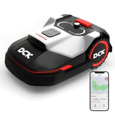 DCK Robot Tondeuse 600㎡ avec Contrôle App, Pente 40%, Tondeuse Intelligente avec Plan de Tondaison, 30-60 mm Réglage de Hauteur de Coupe, Capteur de Pluie, Connexion WiFi & Bluetooth, 54dB, IPX5