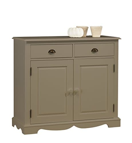 Beaux Meubles Pas Chers Actual Diffusion Windsor Buffet Taupe 2 Portes 2 Tiroirs, pin, 42x101x90 cm