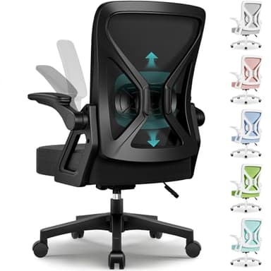 Airchros Fauteuil de Bureau, Chaise de Bureau avec Support Lombaire Ajustable 6 cm, Chaise Ergonomique 150kg, Siege Bureau avec Accoudoirs Pliables