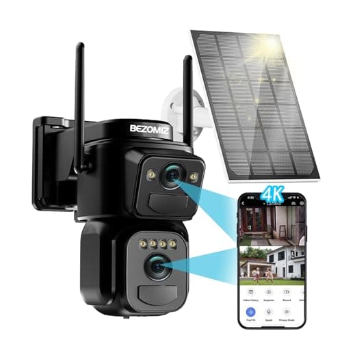 4K Caméra Surveillance WiFi Extérieure à Double Objectif,360° PTZ Caméra IP,8MP Détection Humaine avec Panneau Solaire,Suivi Automatique,Vision Nocturne Couleur 30M,Étanche,Audio Bidirectionnel