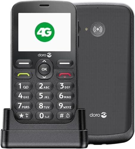 Doro 1880 4G Téléphone Portable Débloqué Seniors - Touches Numériques Parlantes - Son Clair - Caméra - Bluetooth - Touche d'Assistance - Téléphone Basique sans Internet (Noir)