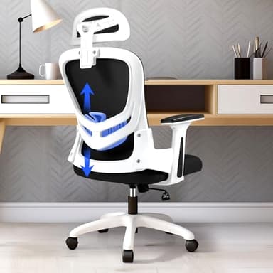 LEVIPE Chaise de Bureau Ergonomique, Fauteuil Bureau avec Support Lombaire, Dossier et Appui-tête Réglables, Siege en Maille Respirante Convient à la Maison Bureau,Lecture