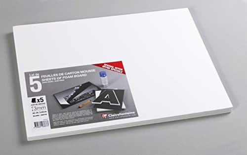 Clairefontaine 193656C - Un paquet de carton Mousse 5 feuilles 21x29,7 cm, épaisseur 3 mm, Blanc
