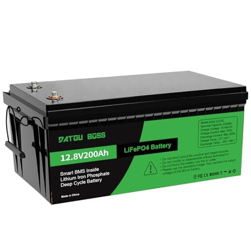 DATOUBOSS Batterie 12V 200Ah LiFePO4, batterie lithium 2560Wh avec BMS 200A, 4500-15000 cycles profonds, prise en charge en connexion série/parallèle, pour camping-car, panneau solaire, marine, ménage