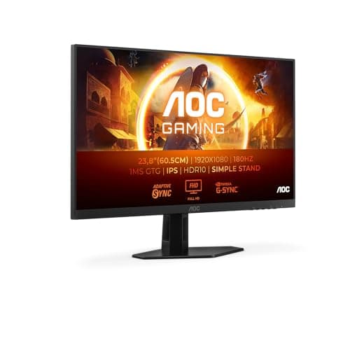 AOC Gaming 24G4XED - Moniteur 24 Pouces FHD, 180 Hz, 1 ms, FreeSync Prem., G-Sync comp., HDR10 (1920x1080, HDMI 2.0, DisplayPort 1.4) Noir/Gris