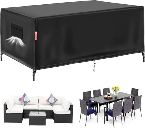 VniYors 420D Housse Table De Jardin, Bache De Protection Exterieur, 420D Oxford Tissu Housses pour Mobilier De Jardin Imperméable et indéchirable, Applicable à Salon De Jardin Exterieur (213X132X74cm)