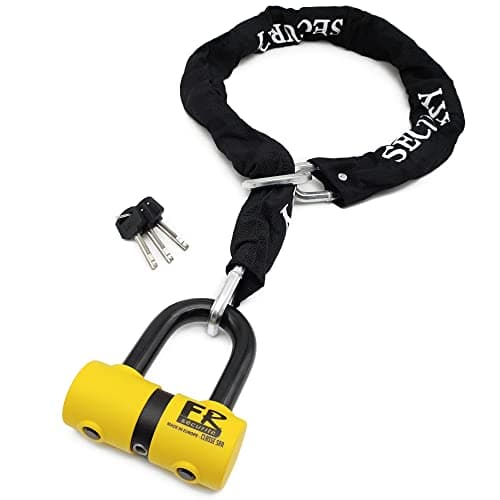 FR SECURITE FR50+10.120L Chaîne Antivol pour Moto et Bloque Disque Mini U Homologué SRA, Protection de Sécurité pour Moto Scooter Vélo Multifonction Anneau en Acier 120cm, ø10mm