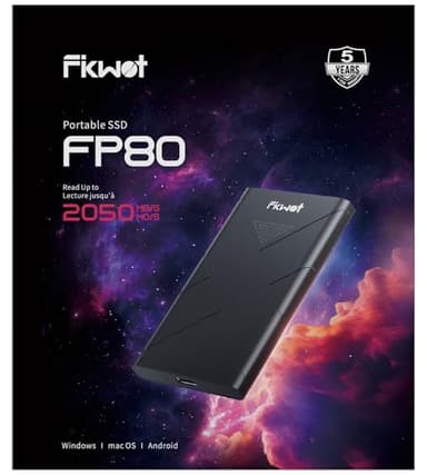 Fikwot FP80 Disque SSD Externe 1To USB-C 3.2 Gen 2, jusqu'à 2050Mo/s, Portable SSD pour iPhone série 15, PS5/PS4(Pro), Android, Xbox, Mac, PC