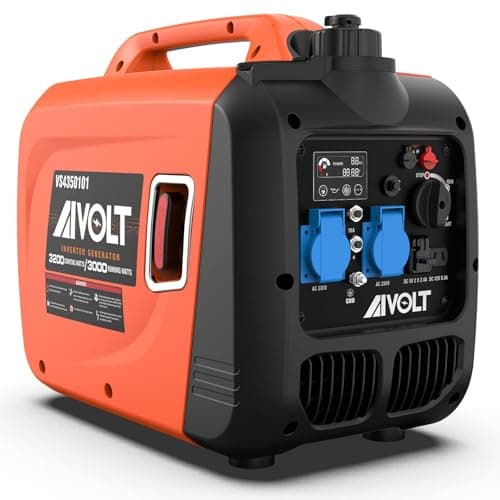 AIVOLT Groupe Électrogène d'essence 3200W Générateur d'onduleur Silencieux avec 2 Prises AC 230V, DC 12V et 2 USB Type-A Générateur d'électricité Réservoir de 3,5L pour Camping, Extérieur, Caravane