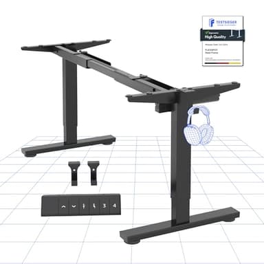 FLEXISPOT Bureau Assis Debout Électrique, Cadre de Bureau Réglable en Hauteur en Acier avec Panneau de Contrôle Digital, Équippé du Système Anti-Collision, Noir