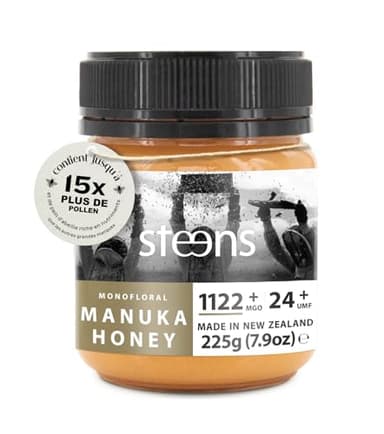 Steens Miel de Manuka - MGO 1122+ - 100% certifié Miel Manuka cru pur UMF 24+ - Mis en pot et scellé en Nouvelle-Zélande - Manuka Honey 225 g