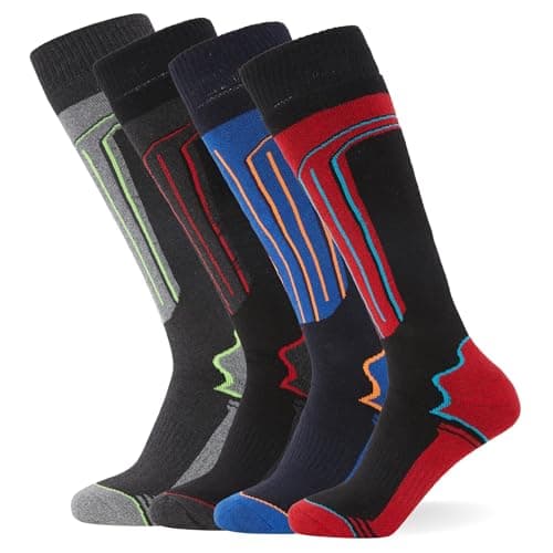 Chaussettes de ski thermiques FM London lot de 4 pour hommes et femmes - Coupe ergonomique pour un maximum de confort pendant l'activité