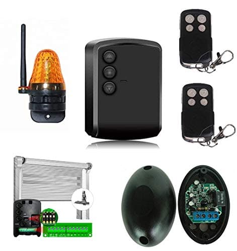 Kit de base pour automatiser un moteur volet enroulable automatisation garage avec 1 boîtier universel avec touches manuelles + 2 radiocommandes + clignotant à LED + paire de photos