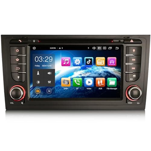 Autoradio 8 curs Android 14 pour Audi A6 S6 RS6 Allroad Prend en Charge DVD Dab+ Navi Carplay Android Auto Bluetooth 5.0 WiFi A2DP RDS TNT 4GB RAM 64GB ROM