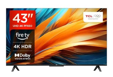 TCL 43PF650 43 Pouces 4K Ultra HD, HDR TV, Smart LED Fire TV (Dolby Vision, Dolby Atmos, DTS, HDR 10, Alexa intégré, Airplay2, Miracast)