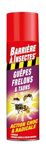 BARRIERE A INSECTES Aérosol contre les Guêpes, Frelons, Taons, Prêt à l'emploi, 400 ml, BARGUEP400