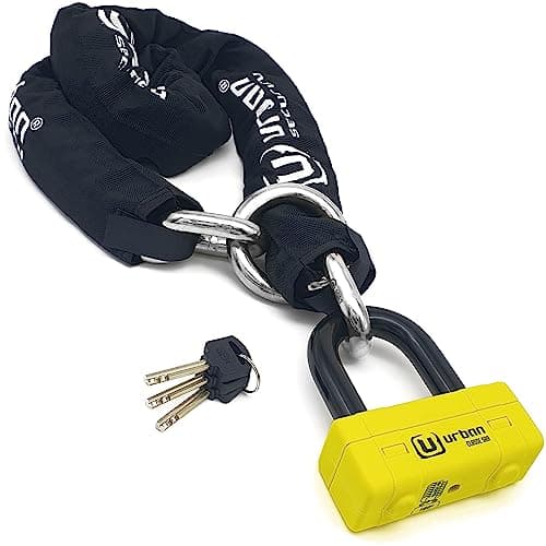 URBAN UR74120L Antivol Moto Homologué SRA, Mini U 18mm + Chaîne Haute Sécurité Acier Cémenté 13,5mm Testée contre Coupe-Boulons, Multifonction Bloque Disque + Chaîne 120cm Lasso +Polyvalente