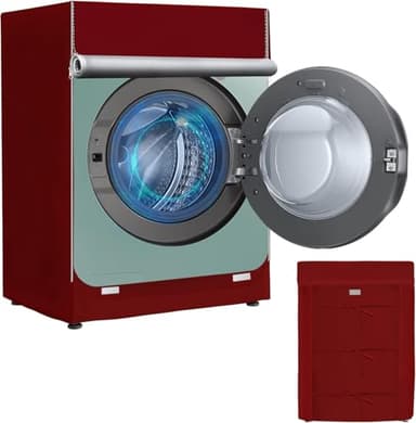 AlaSou Couvre-Machine d'extérieur, Couverture et Housse pour Machine à Laver, imperméable, pour 4 couvertures, Lavable, Grande Taille (60 × 60 × 85 cm, Rouge)