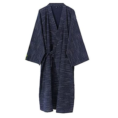 Kimono Japonais pour Homme Double Gaze de Coton Robe Grande Taille Vêtements Zen Vêtements taoïstes (Taille XL, B1)