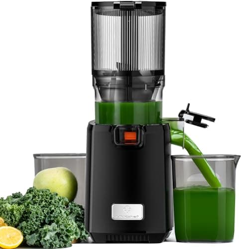 LINKChef Extracteur De Jus de Fruits et Légumes Entiers, 130MM Calibre et 1.8L Capacité Centrifugeuse, 250W Slow Juicer Machine Avec Fonction Inverse, Facile à Installer et à Nettoyer, Sans BPA, Noir