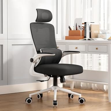 LIYURUI Chaise de Bureau Ergonomique, Chaise de Bureau avec Hauteur et Appui-tête réglables, Support Lombaire, Maille Respirante, accoudoirs rembourrés, Chaise Inclinaison à 125°, pivotante à 360°