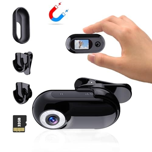 Xilecam Mini Caméra Sport 1080P avec Carte Mémoire 32 Go Caméra de Poche pour Casque Caméra Vlog Accessoires Multifonctions (Noir)