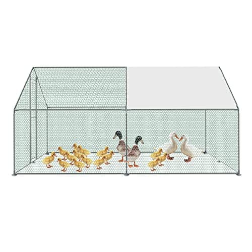 LZQ Cage Enclos Poulailler Extérieure pour Animaux Poulets 12 m² Parc grillagé Acier galvanisé 2x4x3m