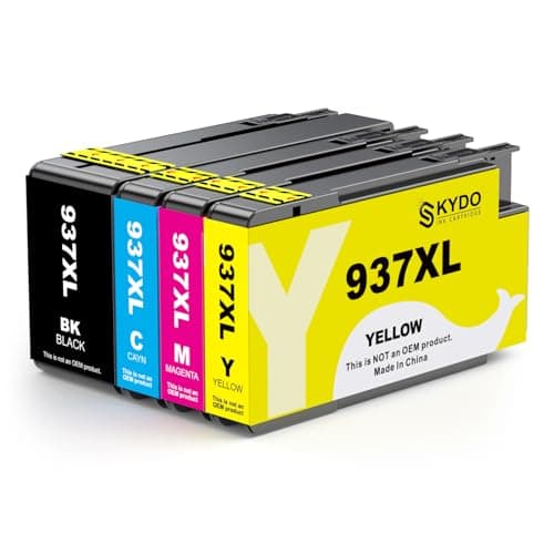 937e 937XL Cartouche d'encre de Compatible pour HP 937 XL Remplacement pour HP Officejet Pro 9110b 9720b 9130b 9720 9730 (Noir Cyan Magenta Jaune, 4 Pack)