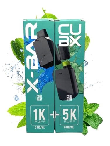CUBX- double pod remplissable (batterie non incluse) sans nicotine ni tabac, Vente interdite aux personnes âgées de moins de18 ans (saveur : Menthe Fraîche)