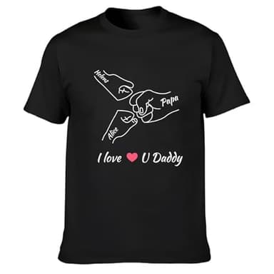 JeathFea T-Shirts personnalisés pour Hommes - Cadeau fête des pères Homme - Créez Votre T-Shirt Personnalisé avec Texte ou Photo - Cadeaux Personnalisé Originaux