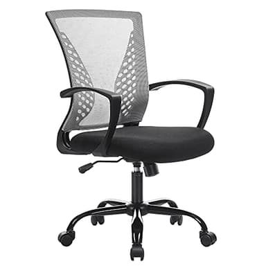 SONGMICS Fauteuil de bureau en toile, Chaise ergonomique, Siège, pivotant, réglable en hauteur, mécanisme d’inclinaison, siège et dossier en toile respirante, bureau, charge 120 kg, Gris OBN022G01