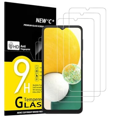 NEW'C Lot de 3, Verre Trempé pour Samsung Galaxy A13 5G, A13 4G, A04s, Film Protection écran -sans Bulles d'air -Ultra Résistant (0,33mm HD Ultra Transparent) Dureté 9H Glass