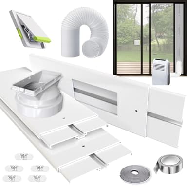 Aozzy 240cm kit calfeutrage climatiseur pour climatiseur mobile avec Tuyau Φ15cm, Verrou & Joint, Adaptateur 13/15cm pour Mobile Air Conditioning/Déshumidificateur sur Porte/Fenêtre