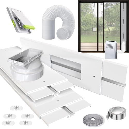 Aozzy 240cm kit calfeutrage climatiseur pour climatiseur mobile avec Tuyau Φ15cm, Verrou & Joint, Adaptateur 13/15cm pour Mobile Air Conditioning/Déshumidificateur sur Porte/Fenêtre