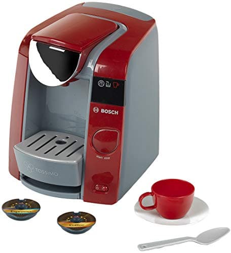 Theo Klein 9543 Cafetière automatique Bosch Tassimo | Avec possibilité de remplissage et d'écoulement de l'eau, et bruitage très réaliste | Est également compris un set expresso | Dimensions : 20 cm x 16 cm x 20 cm | Jouet pour enfants à partir de 3 ans