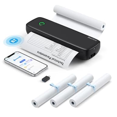 Bisofice L81 Imprimante Thermique A4, Imprimante Portable A4, Bluetooth Imprimante Portable sans Encre Compatible avec Android iOS pour Bureau, Voyage, étude, Maison, Noir