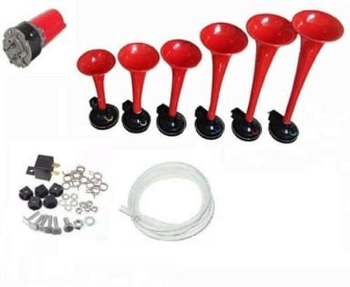 115dB 12V Le Parrain Melodique Son Klaxon A Air Pneumatique Avec Compresseur Inclus 6 Trompettes Pour Auto Bateau Voiture Camion Bus Van