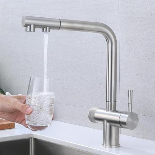 XJTNLB Robinet Mitigeur 3 Voies avec Douchette Mitigeur Cuisine avec Douchette et Robinet Osmoseur Brossé