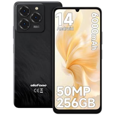 Ulefone Note 20 Pro Téléphone Portable Débloqué Android 14, 8Go + 256Go/TF 256Go, Batterie 6000mAh/18W, Écran 6.75" HD+/90Hz, Caméra 50MP, Smartphone Pas Cher 4G Dual SIM/Fingerprint/Face ID/OTG-Noir