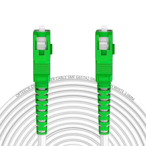 opteec® - Câble Fibre Optique Blindé - 3M - ORANGE/SFR/BOUYGUES/SOSH/RED by SFR - Rallonge/Jarretière - SC-APC à SC-APC Renforcé - Simplex Monomode - Garantie 10 Ans - Blanc (3M)