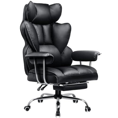 GTPLAYER Chaise Gaming, Fauteuil Gaming Ergonomique, Siège de Bureau Réglable, Hauteur d'assise Réglable, avec Repose-Pieds Télescopique, Chaise Pivotante, Noir