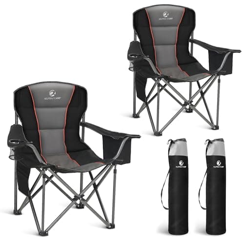 LET'S CAMP Lot de 2 chaises de Camping Pliantes surdimensionnées avec Porte-gobelets, Sac Isotherme, pour l'extérieur, jusqu'à 200 kg