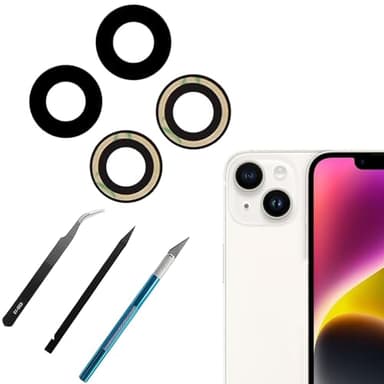 Sapphire 14 Plus/14 Lentille de rechange pour appareil photo arrière iPhone 14/iPhone 14 Plus avec kit d'outils de réparation professionnel, anti-rayures et étanche