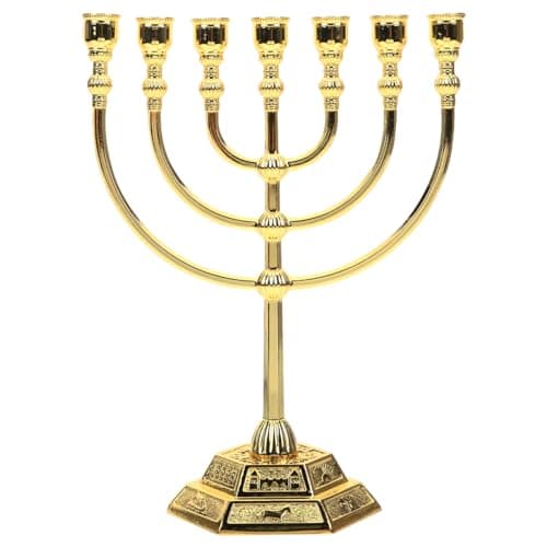 STOBAZA Chandelier Traditionnel Classique De Hanoukka Religieux À 7 Têtes Géométriques Support De Bougie pour Hanoucca Convient À La Plupart des Bougies De Hanoucca Standard –