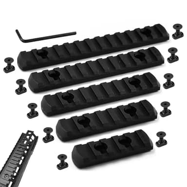 HWSWSH 5 PCS Rails Picatinny ABS 22MM 5/7/9/11/13 avec Vis Clé Rainures Section Mlock Rails Picatinny Compatible avec les Systèmes Mlok pour Viseurs Lampes de Poche Montures de Harnais Poignées