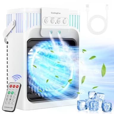 XTTANK Climatiseur Mobile 1200ml avec Télécommande, Refroidisseur d'air 5 en 1, Climatiseur Portable avec 3 Vitesses, Veilleuse 7 Couleurs, Minuteur 2-8H, Mini Clim pour Chambre à Coucher/Bureau