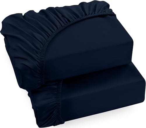 Utopia Bedding Lot de 2 Drap Housse - Bleu Marine, 160 x 200 cm - Bonnets 35 cm pour Matelas Épais - Microfibre Brossée