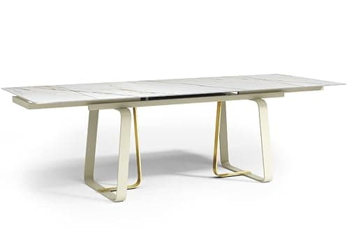 Meublissime Shana - Table à Manger Extensible en céramique - L 160/240 - Beige